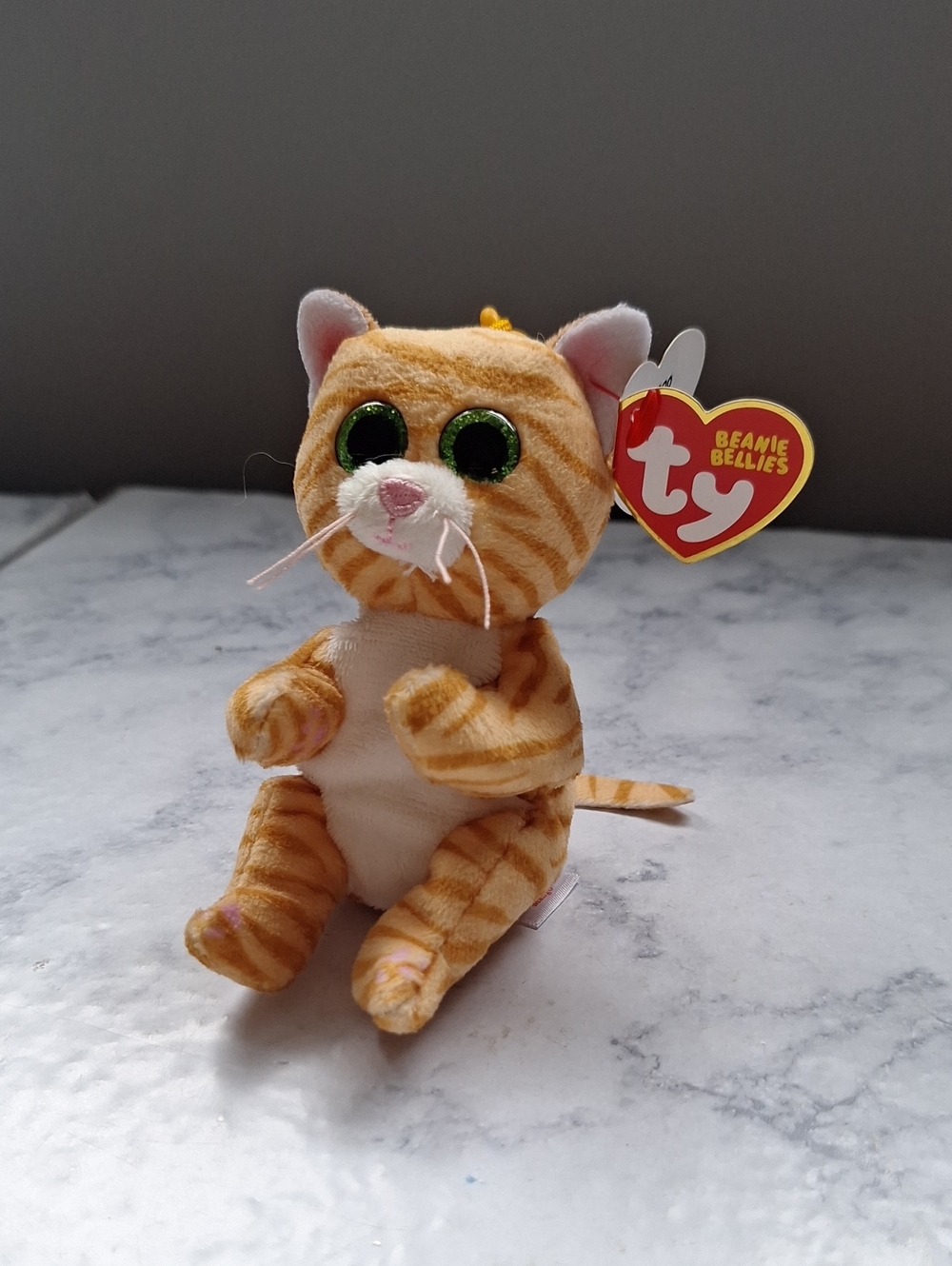 Ty Orange Tabby Cat Beanie Bellies with Green Eyes